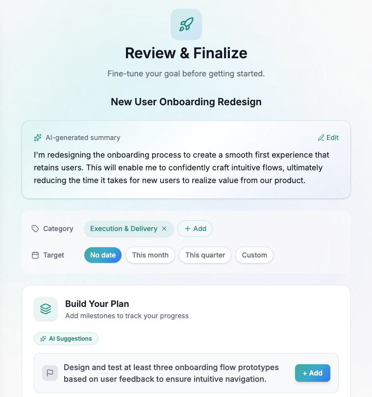 Review and finalize - AI polishes your notes into impact statements